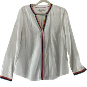 Boden Embroidered Button Down Top Size 8